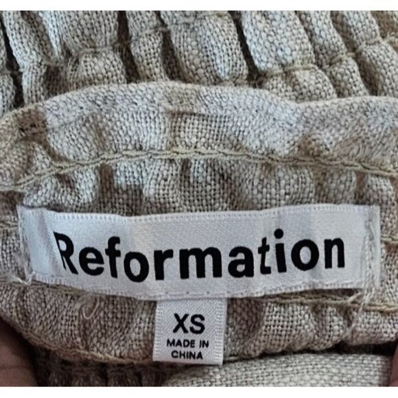 Reformation Womens XS Miles Linen Satin Belted‎ Dress in Oatmeal NWOT - Picture 15 of 16